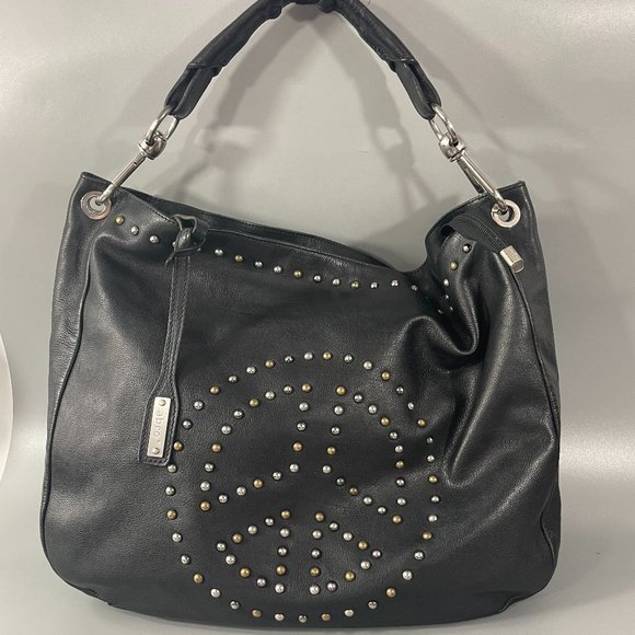 Abro Navy Front Buckle Pocket Leather Handbag 028733-79